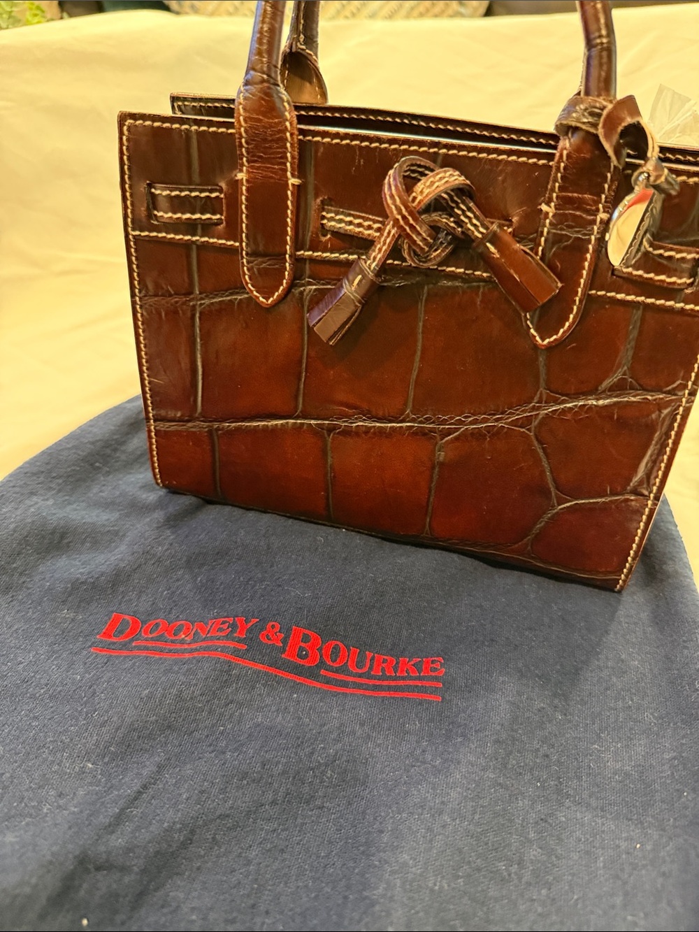 Dooney & Bourke Brown Croc-Embossed Leather Mini Tote
